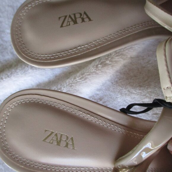 ZARA Beige Patent Heels Slingback - Picture 3 of 8